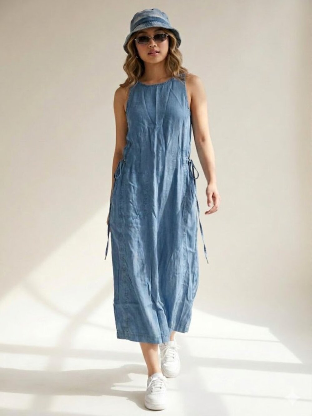 Calvin Klein Jeans Denim Drawstring Maxi Dress XS